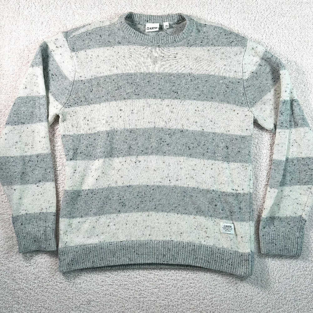 Katin Smith Crew Neck Sweater Wool Brend Grey White Colorblock Size Small Winter